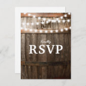 Rustic Country Wedding | Koord van Lights RSVP Uitnodiging Briefkaart (Voorkant / Achterkant)