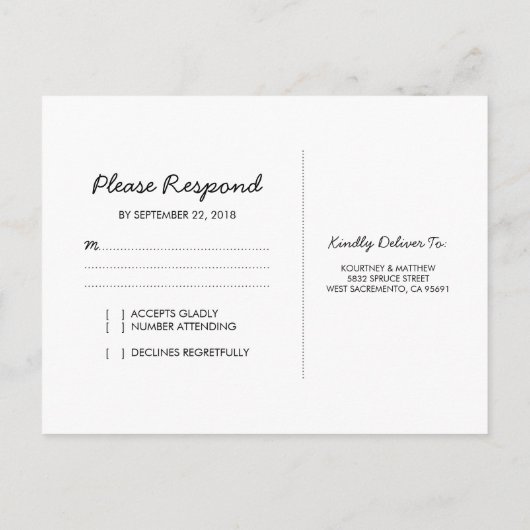 Rustic Country Wedding | Koord van Lights RSVP Uitnodiging Briefkaart (Achterkant)