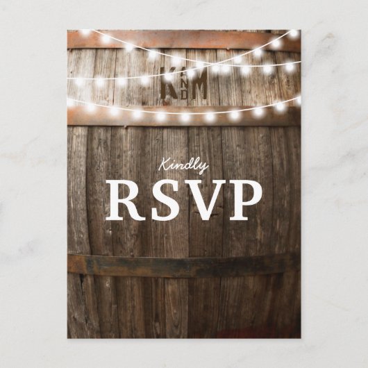 Rustic Country Wedding | Koord van Lights RSVP Uitnodiging Briefkaart (Voorkant)