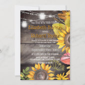Rustic Country Wedding Mason Jar Lights Sunflower Kaart (Voorkant)