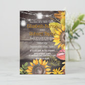 Rustic Country Wedding Mason Jar Lights Sunflower Kaart (Staand voorkant)
