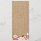 Rustic Country Wedding Menu  Burlap Floral (Achterkant)