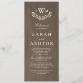 Rustic Country Wedding Programme Programmakaart (Voorkant)