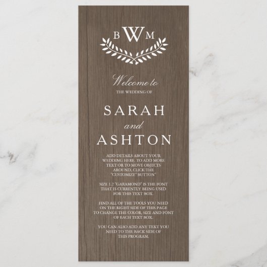 Rustic Country Wedding Programme Programmakaart (Voorkant)