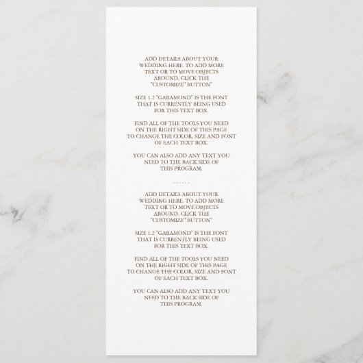 Rustic Country Wedding Programme Programmakaart (Achterkant)