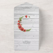 Rustic country Wedding Red Poppy All In One Uitnodiging (Buitenkant)