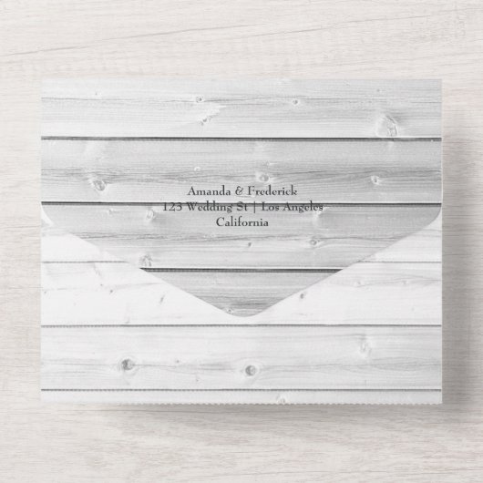 Rustic country Wedding Red Poppy All In One Uitnodiging (Achterkant)