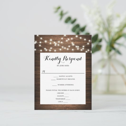 Rustic Country Wedding RSVP Briefkaart (Staand voorkant)