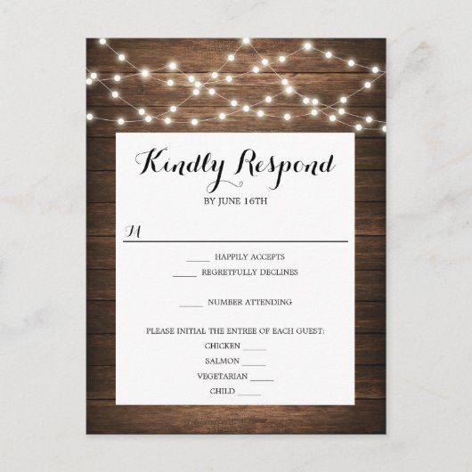 Rustic Country Wedding RSVP Briefkaart (Voorkant)
