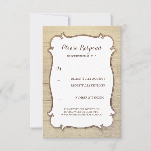Rustic Country Wedding RSVP-kaarten RSVP Kaartje (Voorkant)