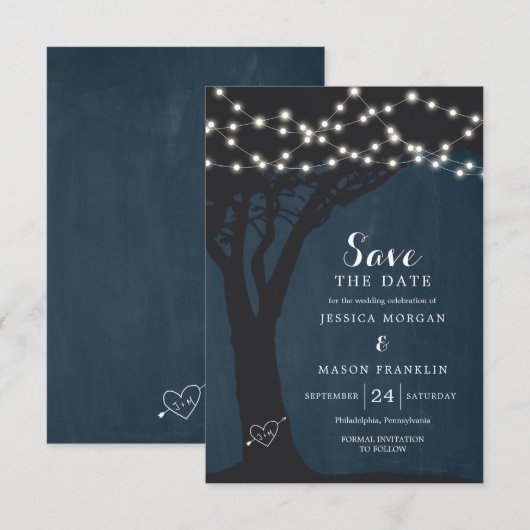 Rustic Country Wedding Save the Date Card Kaart (Voorkant / Achterkant)