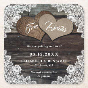 Rustic Country Wedding Save the Date Onderzetters