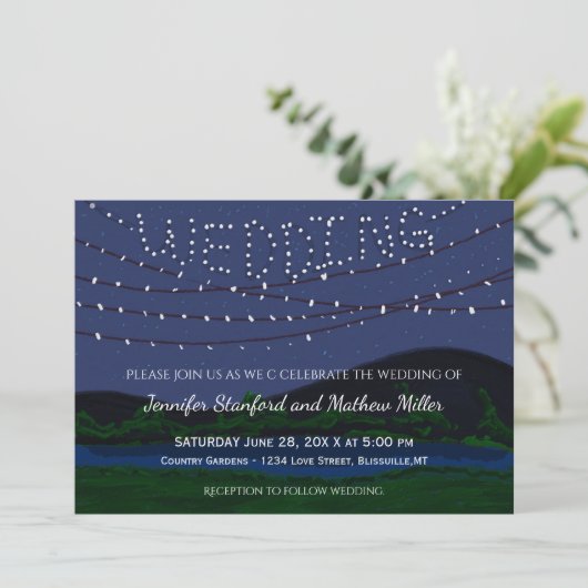 Rustic country Wedding String Lights Kaart (Staand voorkant)