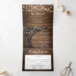 Rustic Country Wedding Tri-Fold Invitations RSVP Drieluik Uitnodiging