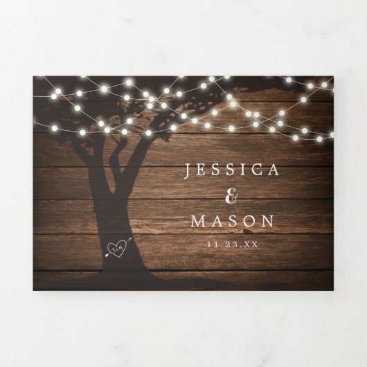 Rustic Country Wedding Tri-Fold Invitations RSVP Drieluik Uitnodiging (Cover)