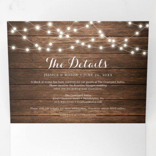 Rustic Country Wedding Tri-Fold Invitations RSVP Drieluik Uitnodiging (Binnenzijde eerst)