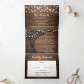 Rustic Country Wedding Tri-Fold Invitations RSVP Drieluik Uitnodiging (Binnen)