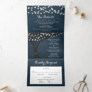 Rustic Country Wedding Tri-Fold Invitations RSVP Drieluik Uitnodiging