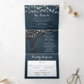 Rustic Country Wedding Tri-Fold Invitations RSVP Drieluik Uitnodiging (Binnen)