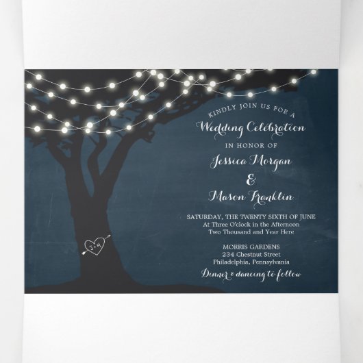 Rustic Country Wedding Tri-Fold Invitations RSVP Drieluik Uitnodiging (Binnenkant midden)