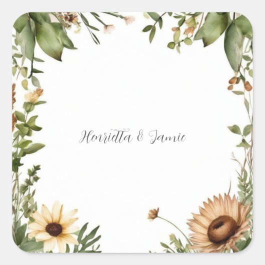 Rustic Country Wedding Vierkante Sticker (Voorkant)