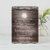 Rustic Country Wedding w/ Lace & Mason Jar Kaart (Staand voorkant)