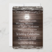 Rustic Country Wedding w/ Lace & Mason Jar Kaart (Voorkant)