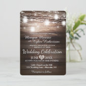 Rustic Country Wedding w/ String Lights Kaart (Staand voorkant)