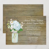 Rustic Country Weddings Mason Jar Blue Hydrangeas Kaart (Voorkant / Achterkant)