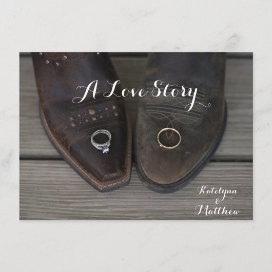 Rustic Country Western Aangepaste bruiloft Foto ui Informatiekaartje (Voorkant)