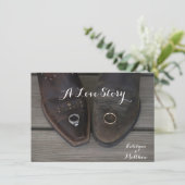 Rustic Country Western Aangepaste bruiloft Foto ui Informatiekaartje (Staand voorkant)