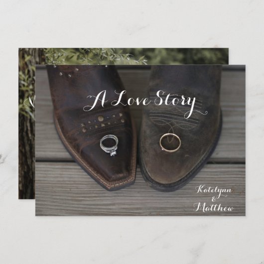 Rustic Country Western Aangepaste bruiloft Foto ui Informatiekaartje (Voorkant / Achterkant)