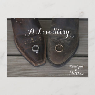 Rustic Country Western Aangepaste bruiloft Foto ui Informatiekaartje