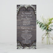 Rustic Country Western Baby's Breath & Hout Progra Programmakaart (Staand voorkant)