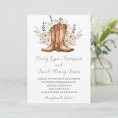 Rustic Country Western Boots Wedding Invitation Kaart (Staand voorkant)