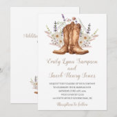 Rustic Country Western Boots Wedding Invitation Kaart (Voorkant / Achterkant)