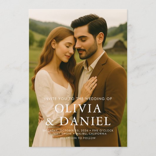 Rustic Country Western Photo Wedding Kaart (Voorkant)