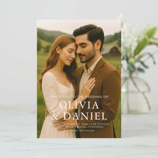 Rustic Country Western Photo Wedding  Kaart (Staand voorkant)