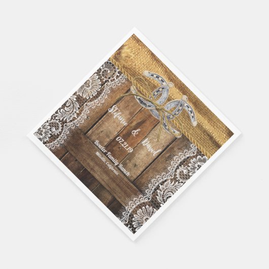 Rustic country Western Wedding Paper Napkin Servetten (Hoek)