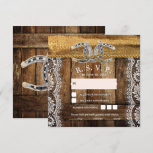 Rustic Country Western Wedding RSVP Kaart