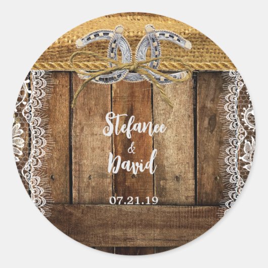 Rustic Country Western Wedding Sticker (Voorkant)