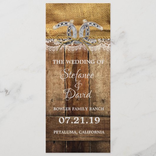 Rustic Country Westerne huwelijksaankondiging Programmakaart (Voorkant)