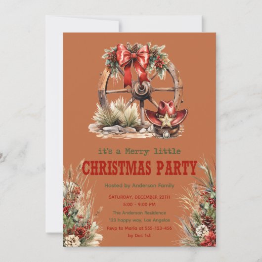 Rustic Country Westerne kerstfeestuitnodiging Kaart (Voorkant)
