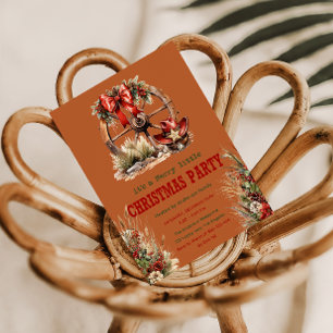 Rustic Country Westerne kerstfeestuitnodiging Kaart