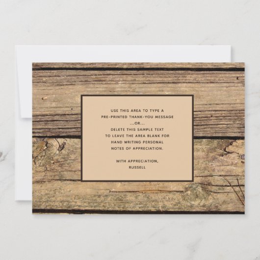 Rustic Country Wood 3 Foto Afstuderen Bedankkaart (Achterkant)