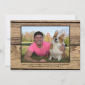 Rustic Country Wood 4-Photo Afstuderen Aankondiging (Achterkant)