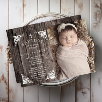 Rustic Country Wood Baby Girl Foto Baptisme
