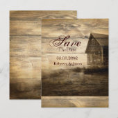 Rustic Country Wood Barn Wedding save the date Aankondigingskaart (Voorkant / Achterkant)
