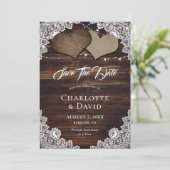 Rustic Country Wood Burlap Wedding Save The Date (Staand voorkant)