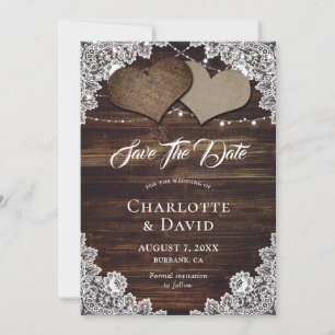 Rustic Country Wood Burlap Wedding Save The Date